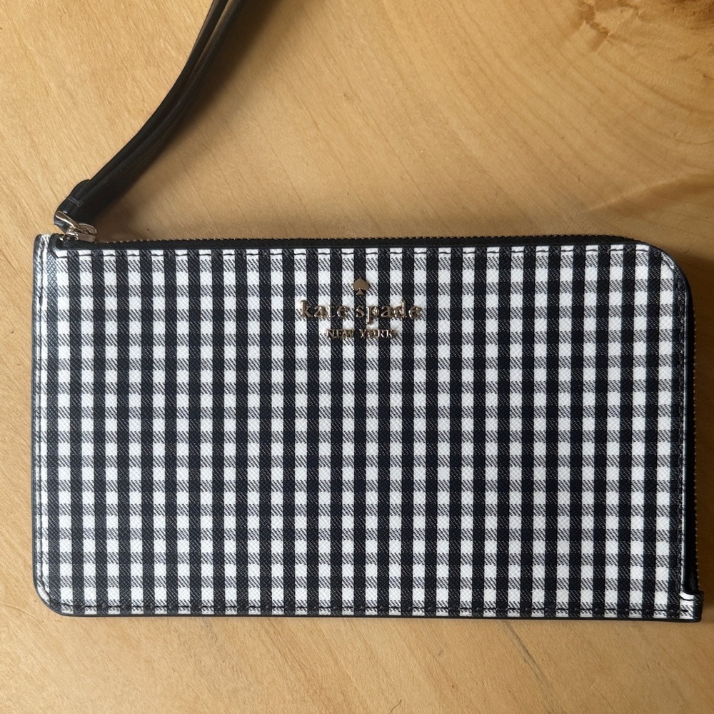 Kate Spade Gingham Black and White Wristlet